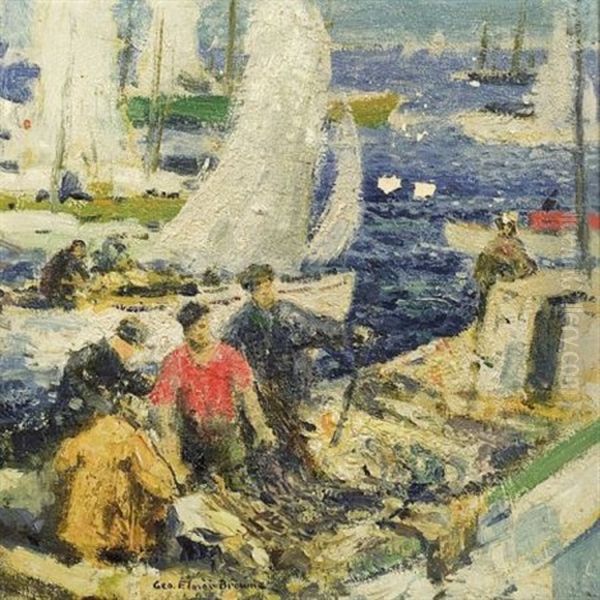 On The Docks Oil Painting by George Elmer Browne