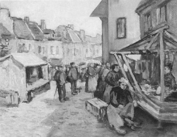 Market Place Oil Painting by George Elmer Browne