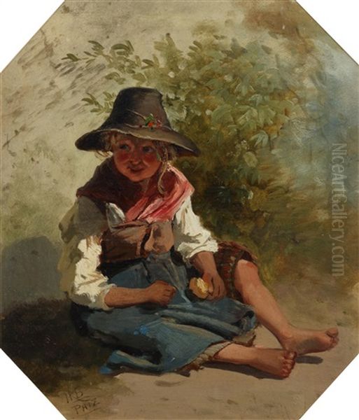 Little Girl Resting Oil Painting by Hablot Knight (Phiz) Browne