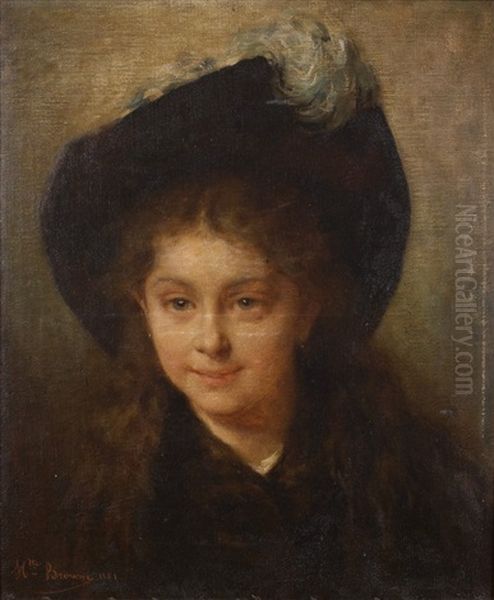 Fillette Au Chapeau Oil Painting by Henriette (Sophie) Bouteiller Browne