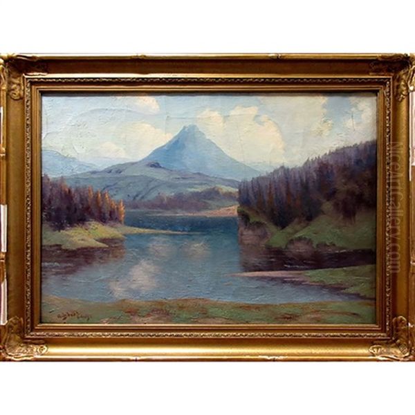 Untitled (lake & Mountains) Oil Painting by Joseph Archibald Browne