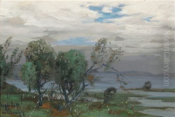 Trees At The Water's Edge Oil Painting by Joseph Archibald Browne