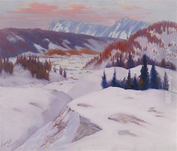 Winter, Laurentian Shield Oil Painting by Joseph Archibald Browne