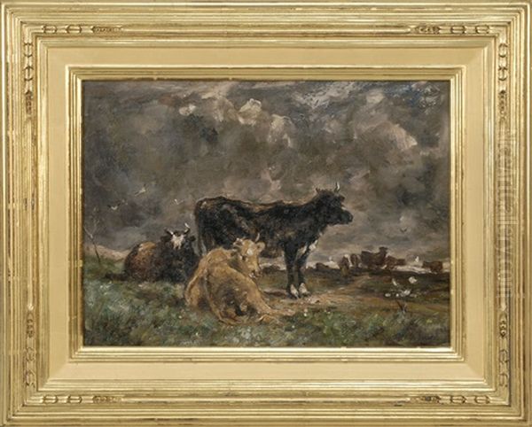 Cows In A Pasture Oil Painting by Matilda (Van Wyck) Browne