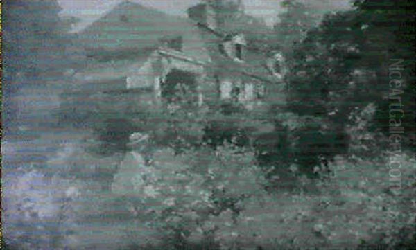 Playing In The Garden Oil Painting by Matilda (Van Wyck) Browne