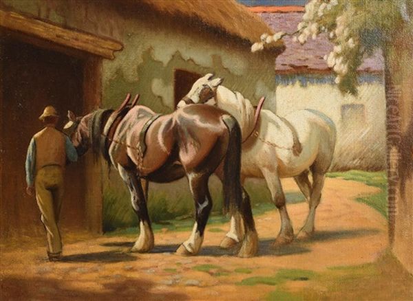 Day's Work Done Oil Painting by Nassau Blair Browne