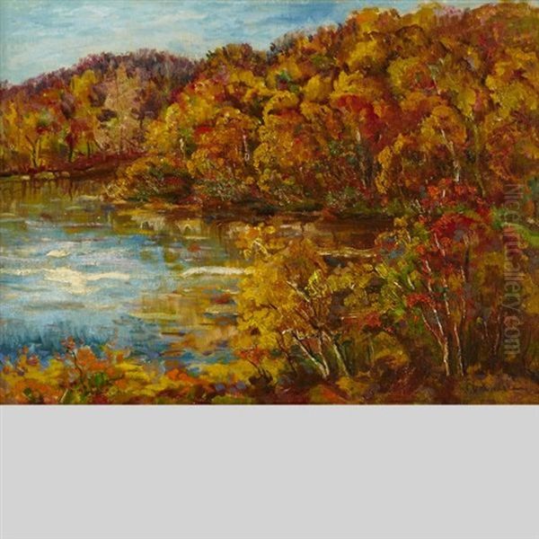 Autumn, Meache Lake Oil Painting by Peleg Franklin Brownell