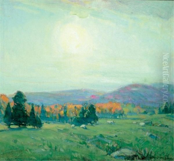 Sheep In Dappled Meadows, Gatineau Country Oil Painting by Peleg Franklin Brownell