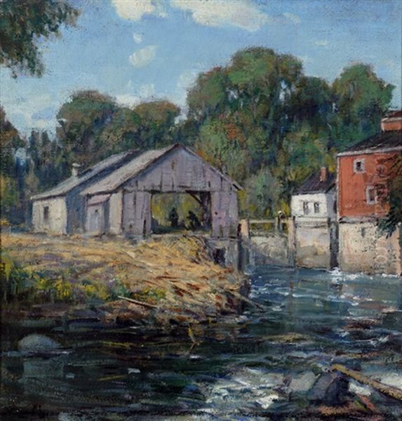 The Sawmill Oil Painting by Peleg Franklin Brownell