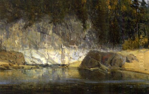 Paugan Falls - Lowe, Quebec Oil Painting by Peleg Franklin Brownell