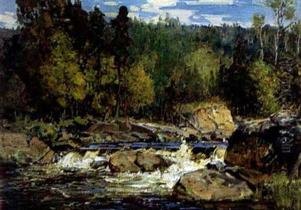 River Landscape Oil Painting by Peleg Franklin Brownell