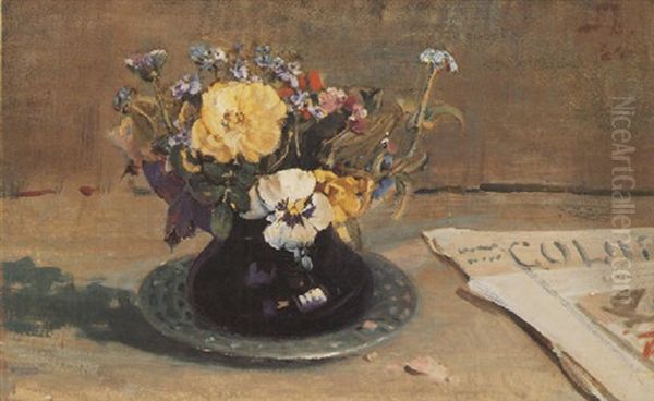 Still Life With Colophon Oil Painting by Peleg Franklin Brownell