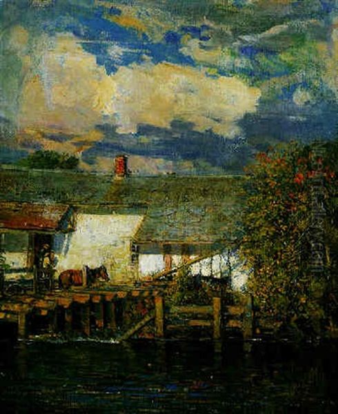 Loading At Water's Edge Oil Painting by Peleg Franklin Brownell