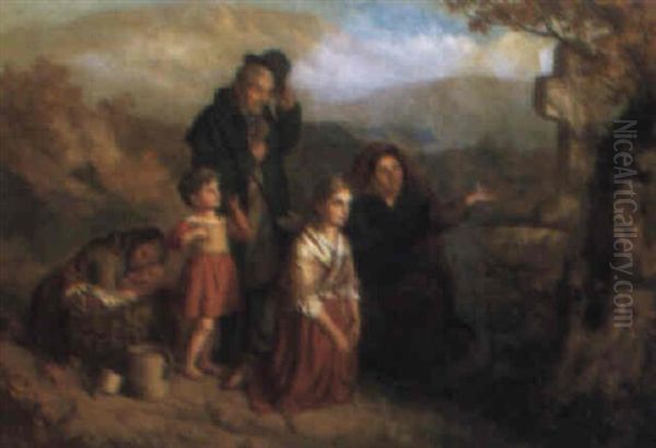 The Wayside Cross, Connemara Oil Painting by George Washington Brownlow