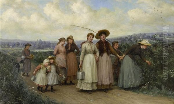 The Berry Pickers Oil Painting by Jennie Augusta Brownscombe