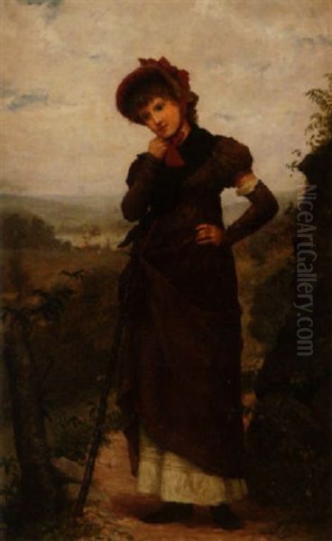 A Walk Through The Country Oil Painting by Jennie Augusta Brownscombe