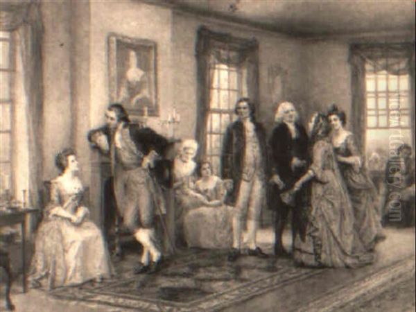 The First Meeting Of George And Martha Washington Oil Painting by Jennie Augusta Brownscombe