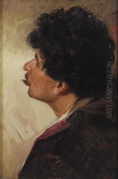 A Portrait Of A Man In Profile Oil Painting by Vaclav Brozik