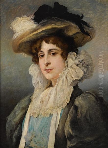 A Portrait Of A Lady Oil Painting by Vaclav Brozik