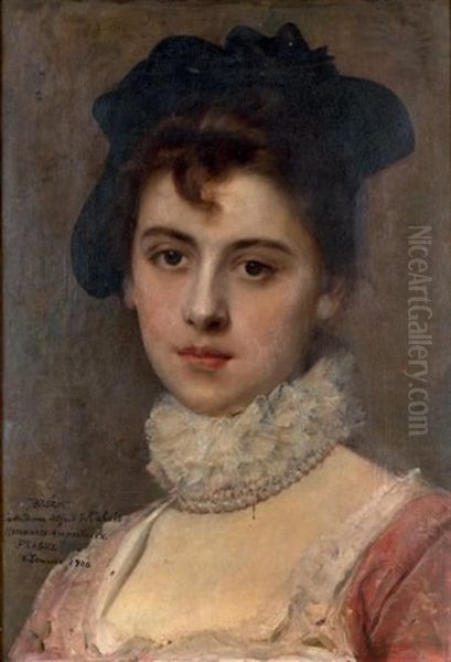 Portrait De Jeune Femme Oil Painting by Vaclav Brozik