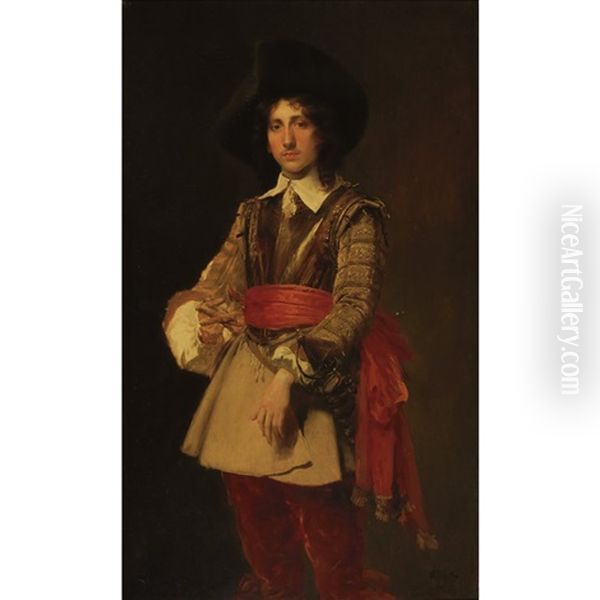 Musketeer, Time Of Louis Xiii Oil Painting by Vaclav Brozik