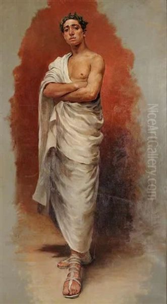 A Portrait Of A Man In A Roman Toga Oil Painting by Vaclav Brozik