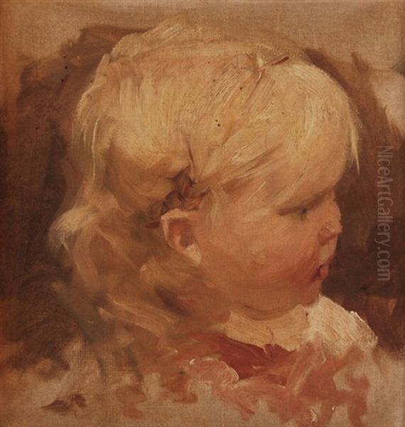 Child's Portrait (study) Oil Painting by Vaclav Brozik