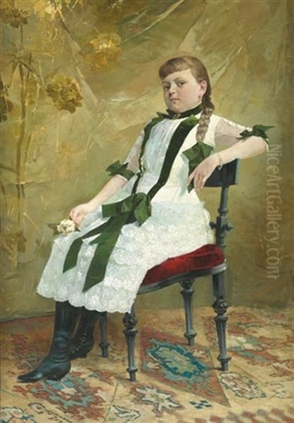 Portrait De Petite Fille Oil Painting by Vaclav Brozik