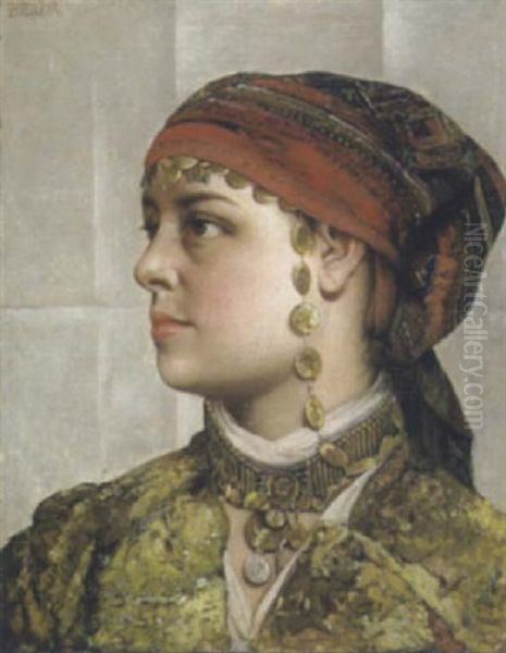 Junge Frau In Osteuropaischer Tracht Oil Painting by Vaclav Brozik