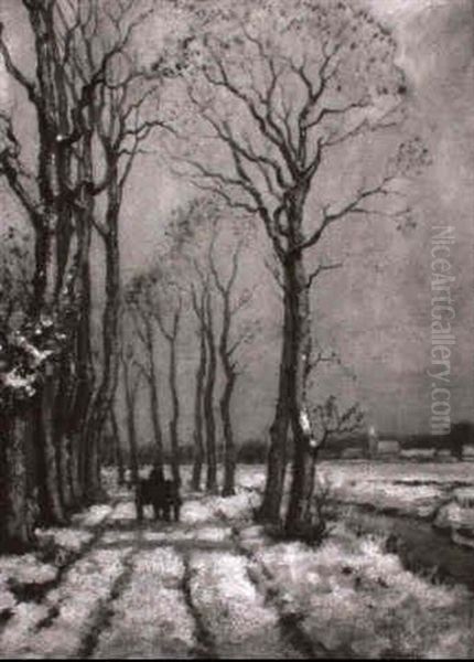 Winterlandschaft Mit Pferdewagen Oil Painting by Vaclav Brozik