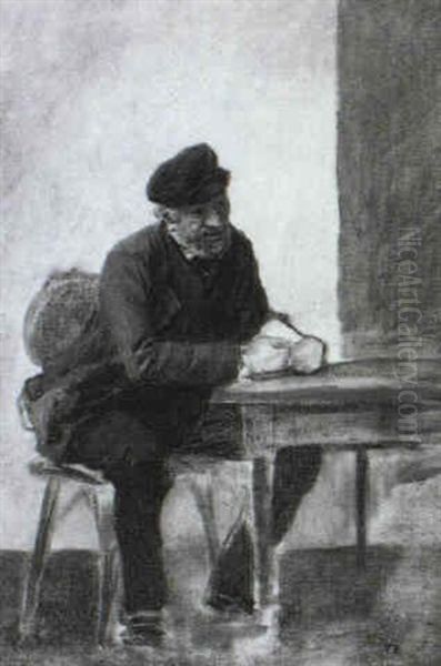 Bei Tisch (a Study) Oil Painting by Vaclav Brozik