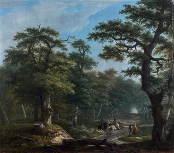 Scene De Chasse A Courre Oil Painting by Lazare (Eleazard) Bruandet