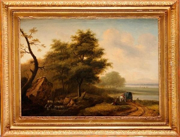 Paysage Oil Painting by Lazare (Eleazard) Bruandet