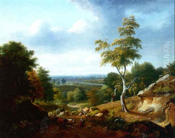 Paysage Pastoral Oil Painting by Lazare (Eleazard) Bruandet