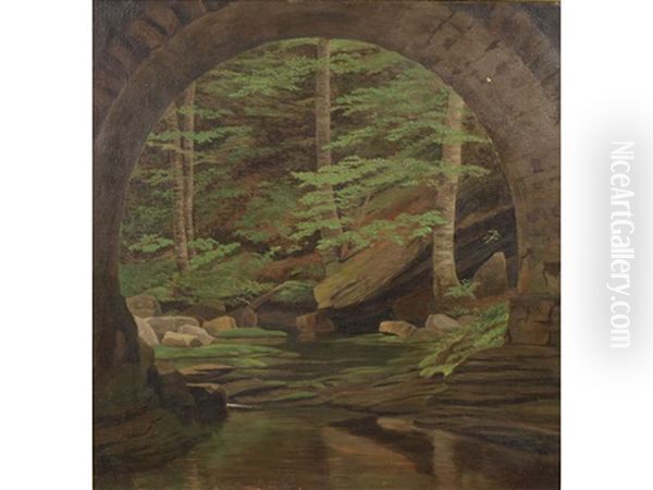 Forest Bridge Oil Painting by Edward Bruce