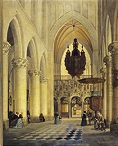 Interieur Op De Sint-niklaaskerk Te Diksmuide Oil Painting by Amand Bruck