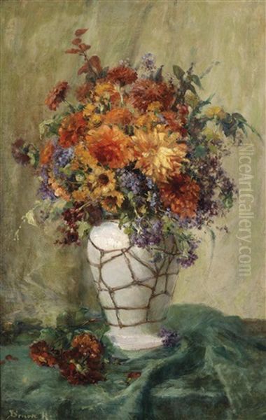 Sommerblumen In Vase Oil Painting by Hermina Bruck