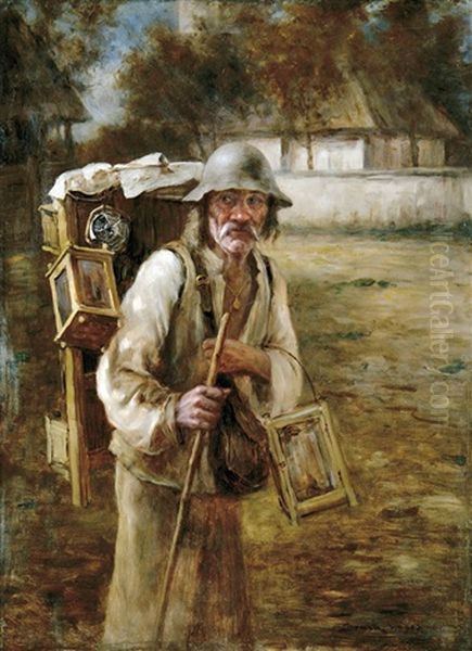 Glassman Oil Painting by Lajos Bruck