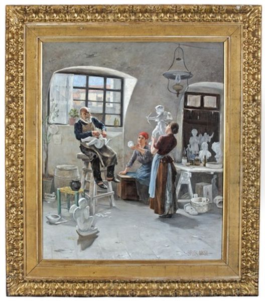 A Ven Gipszmester Oil Painting by Miksa Bruck