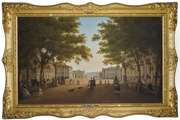 The Stadtschloss, Berlin Oil Painting by Johann Wilhelm Bruecke