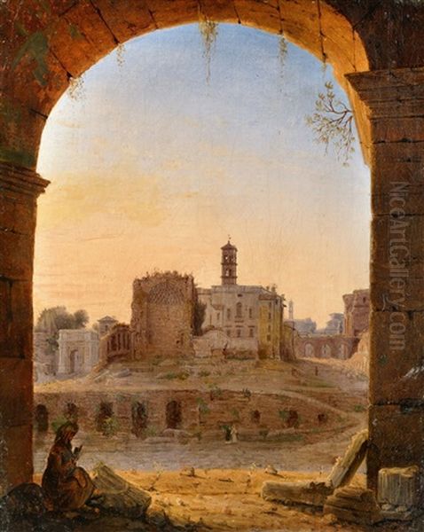 Blick Auf Das Forum Romanum Vom Kolosseum Oil Painting by Johann Wilhelm Bruecke