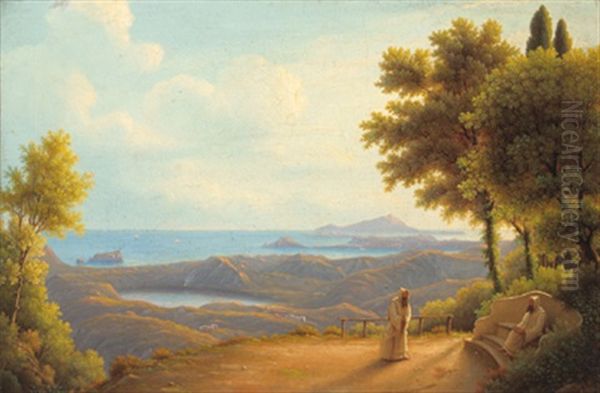 Felsige Kustenlandschaft Mit Figurlicher Staffage Oil Painting by Johann Wilhelm Bruecke