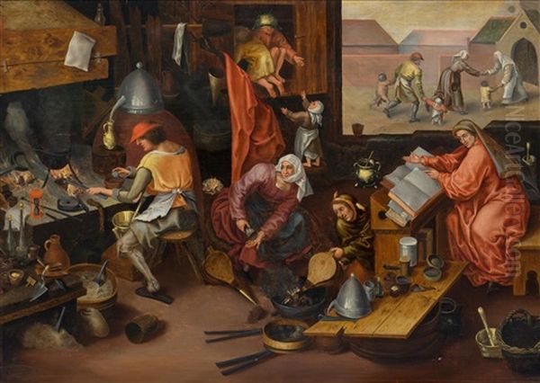 The Alchemist Oil Painting by Pieter Bruegel the Elder