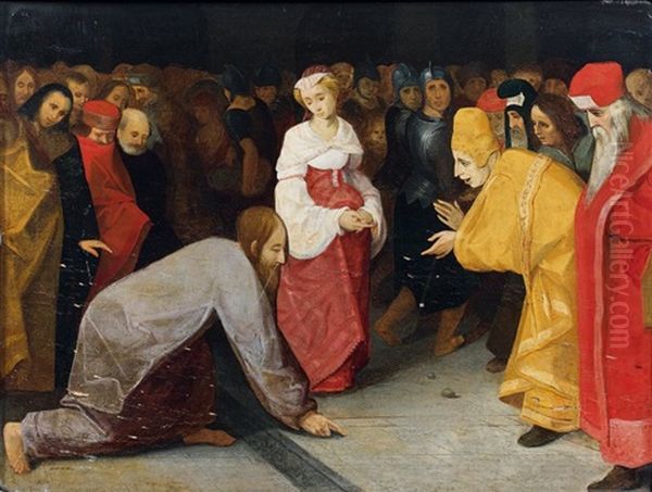 Le Christ Et La Femme Adultere (jean. Viii, 2 - 11) Oil Painting by Pieter Bruegel the Elder