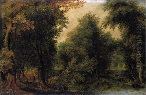 A Wooded Landscape With Travellers Oil Painting by Pieter Bruegel the Elder