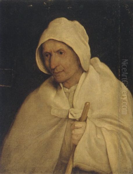 A Study Of A Pilgrim Holding A Staff Oil Painting by Pieter Bruegel the Elder