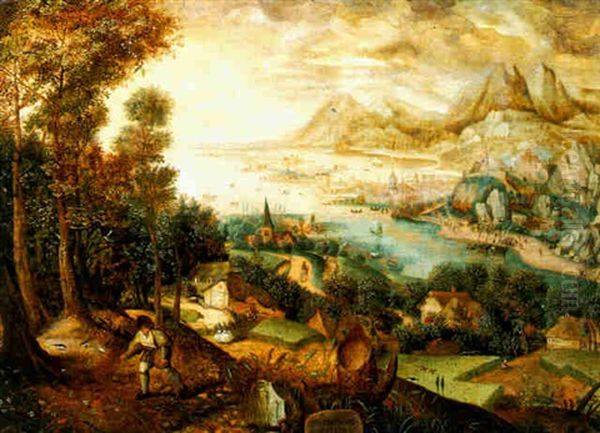 A Mountainous Landscape With The Parable Of The Sower Oil Painting by Pieter Bruegel the Elder