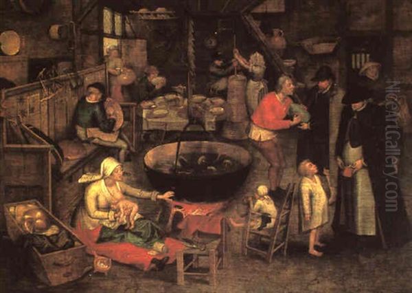 Der Besuch Auf Dem Pachthof Oil Painting by Pieter Bruegel the Elder