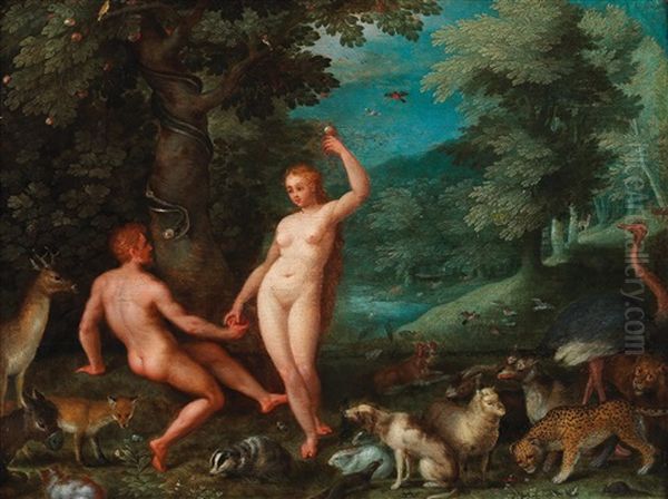 The Temptation Of Adam In Paradise Oil Painting by Jan Brueghel the Elder