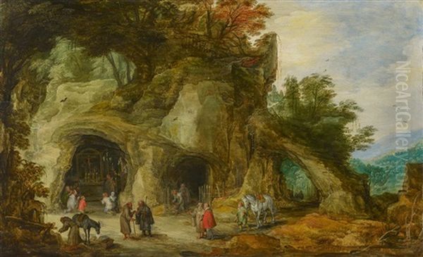 Heilige Messe In Einer Grotte Oil Painting by Jan Brueghel the Elder